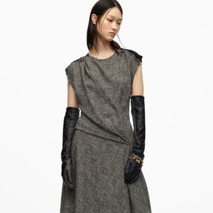 Zara Long Black Leather Gloves